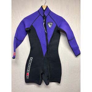 Henderson Aquatics Deep Dive Scuba Wetsuit Womens Purple Black Full Zip Shorty